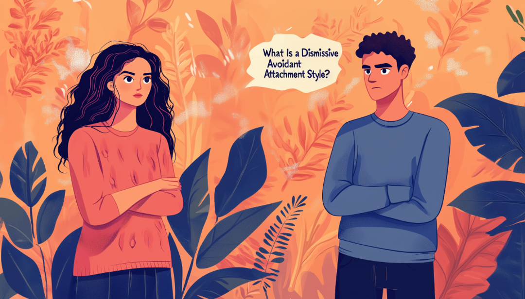Couple illustrating dismissive avoidant attachment style with emotional distance and closed body language.