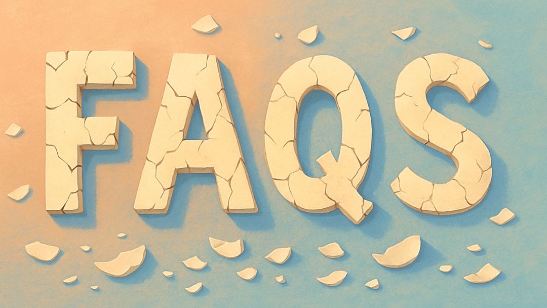 FAQs text with cracked eggshells representing walking on eggshells questions.
