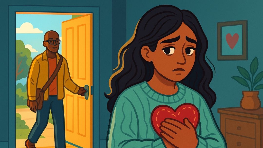 Woman with unmet emotional needs as partner leaves affecting her emotional permanence.