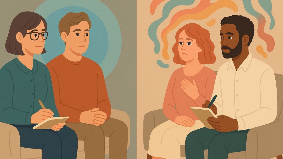 Therapist and clients in sessions representing how to identify empath signs and traits.