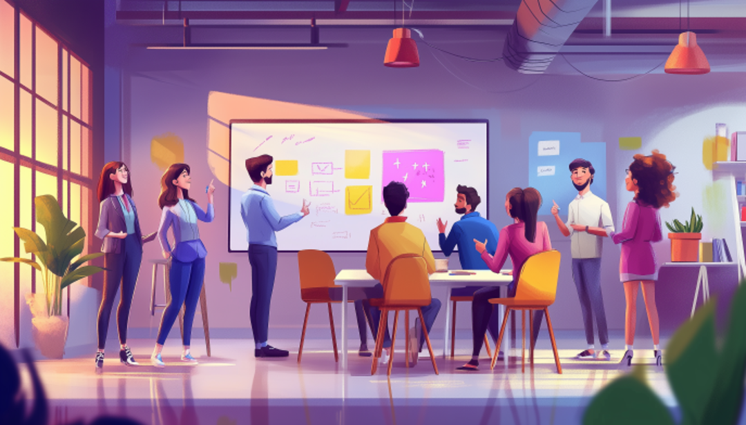 Team collaboration meeting showcasing ideal ENFJ-T career environments with diverse professionals brainstorming.