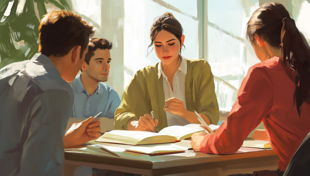 Professional collaboration showing ENFJ A vs ENFJ T leadership and communication styles.