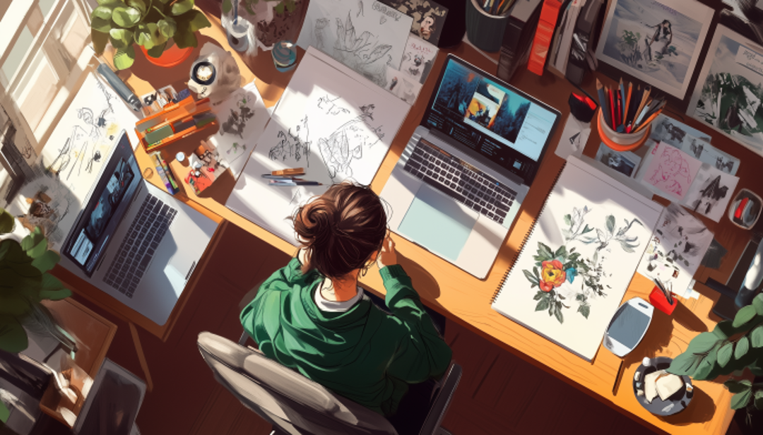 Creative workspace showcasing ENFP-A artistic and innovative personality strengths.