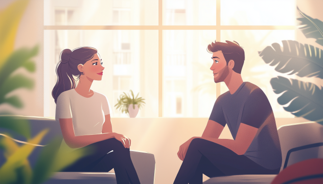 Two people in engaging conversation illustrating ENFP-A social and communication traits.