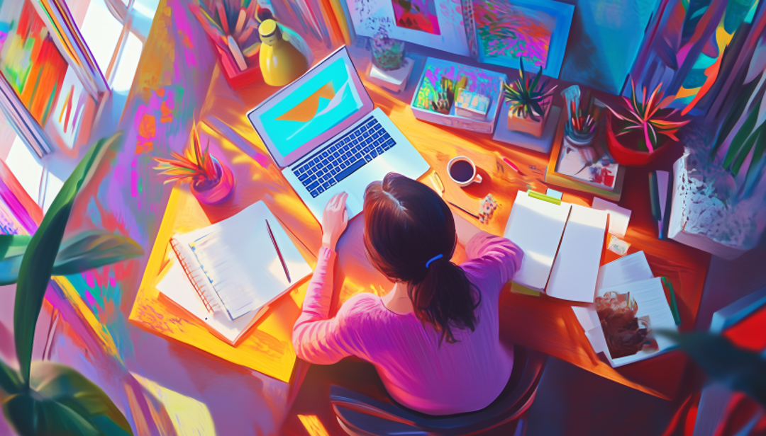Colorful creative workspace illustrating vibrant careers for ENFP-T campaigners.