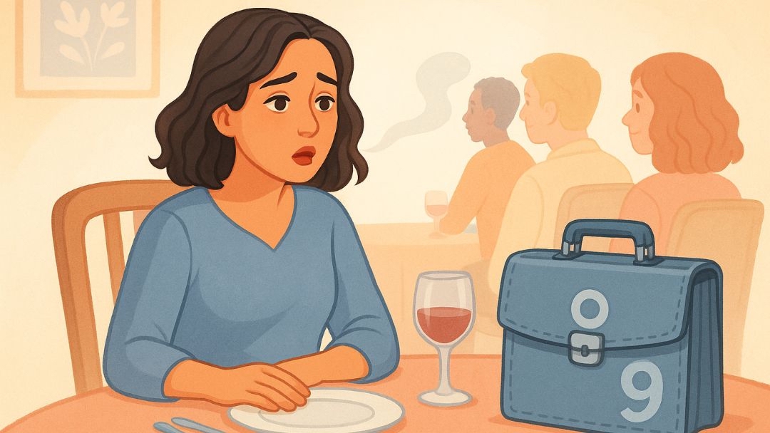 Enneagram Type 9 fear of conflict illustrated by woman feeling invisible and disconnected from others.