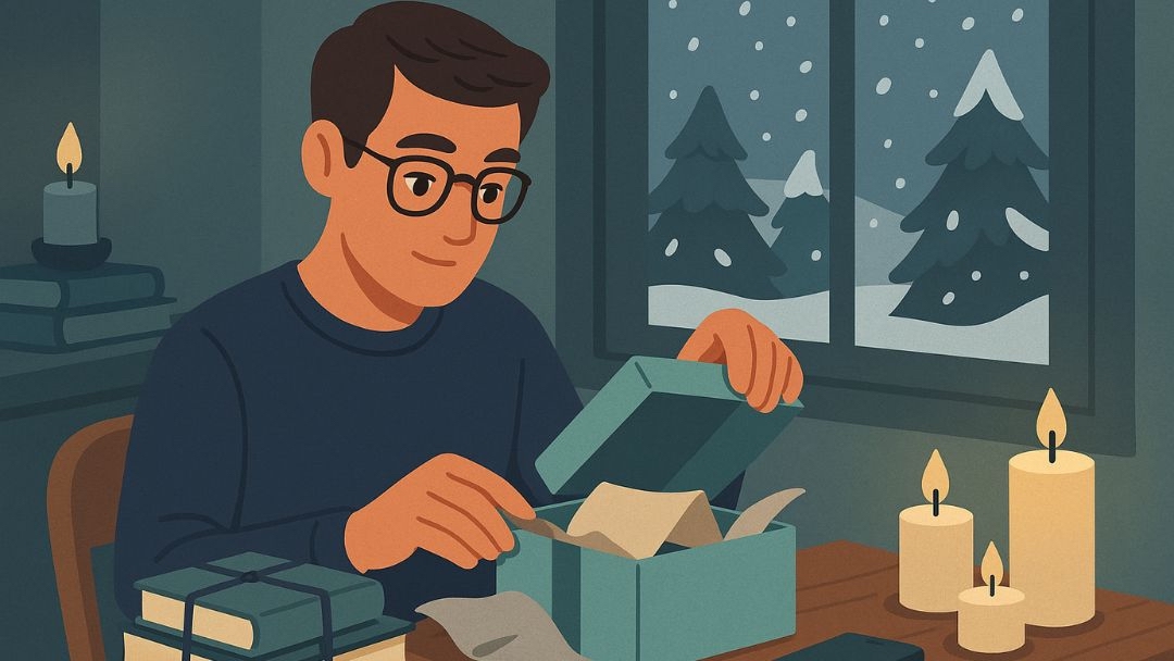 Person reading by candlelight showing best holiday gifts for the enneagram type 5 investigator.