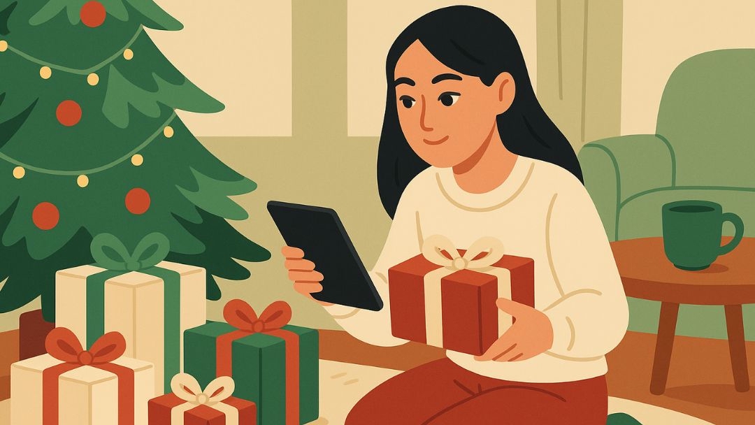 Person researching gifts on tablet showing best holiday gifts for the enneagram type 6 skeptic