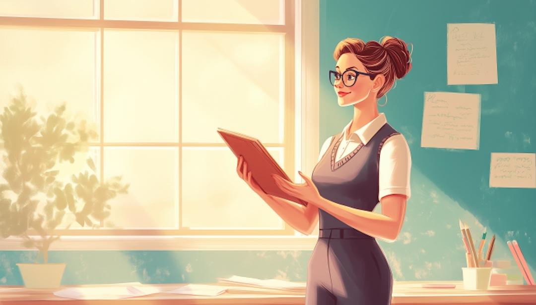 Enneagram Type 3 careers showing professional reviewing work goals in bright office.