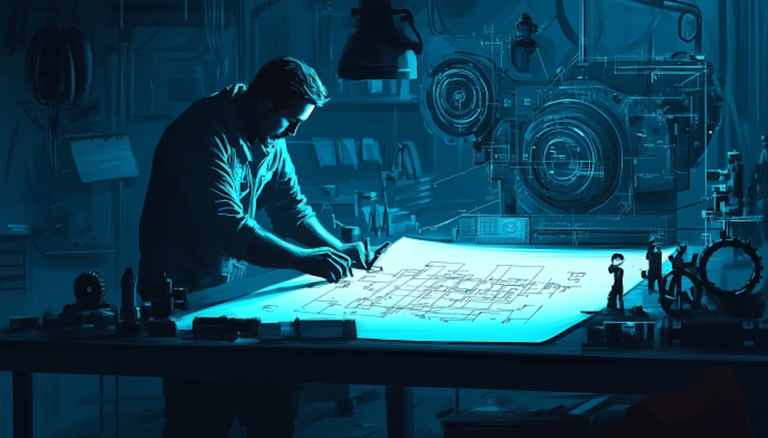 Person working alone on technical blueprints illustrating Enneagram 5 career challenges with isolation.