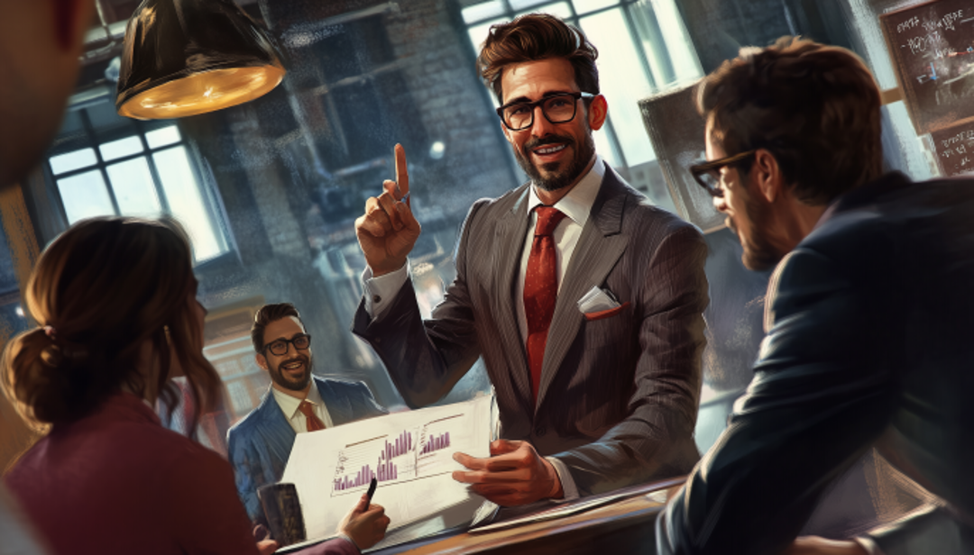 Leader presenting project strategy demonstrating ENTJ-A careers in management and team leadership.