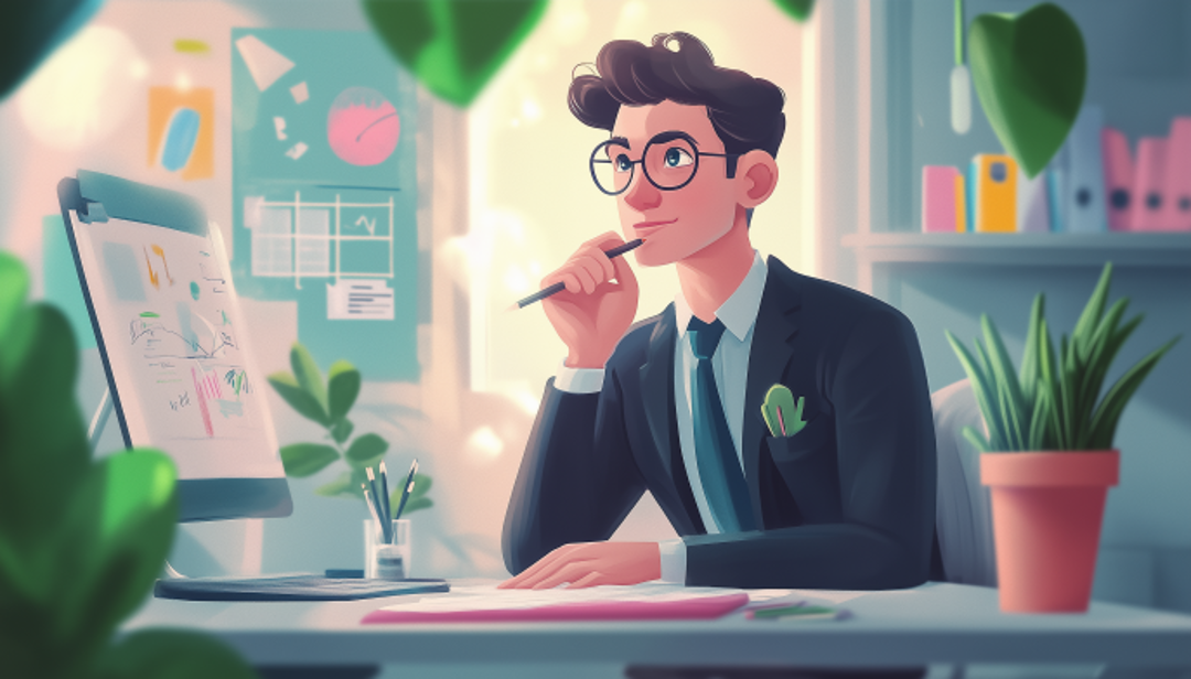 Professional strategizing at desk representing ENTJ-A careers and commander leadership qualities.