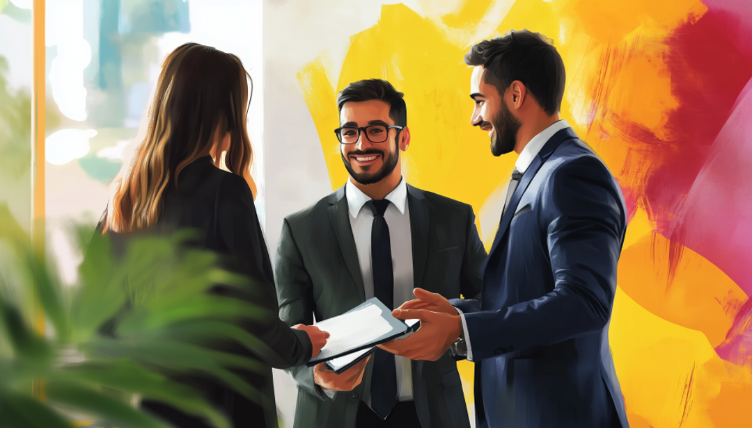 Business professionals collaborating on ENTP-T career path and development strategies.