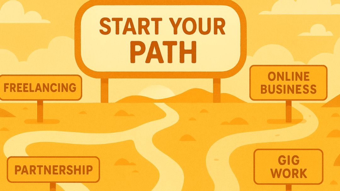 Multiple paths to self-employment for different entrepreneur personality types including freelancing and online business.