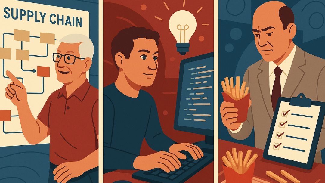 Successful entrepreneurs with high conscientiousness traits in logistics, tech and food industries.