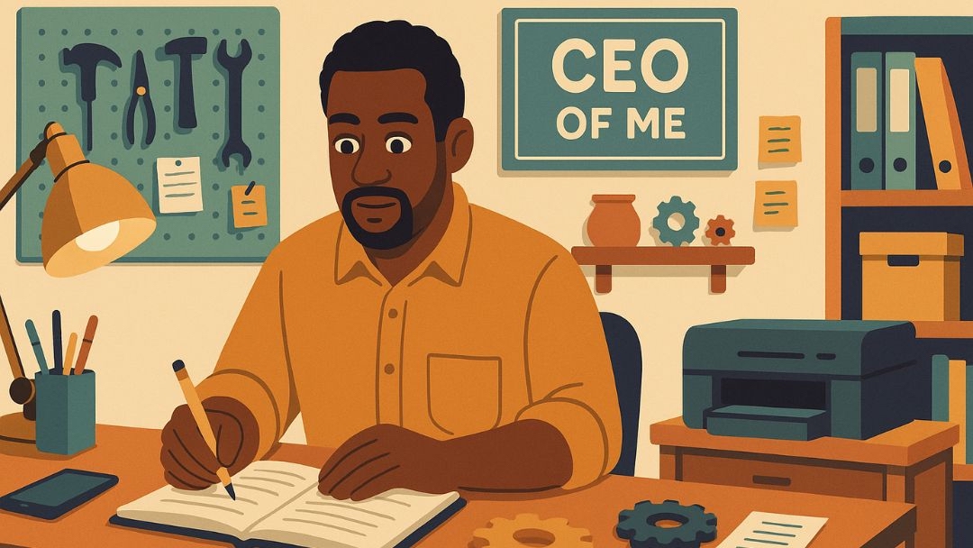 Low extraversion entrepreneur working independently in organized home office workspace.