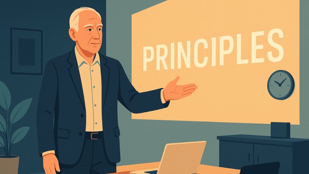 Low neuroticism entrepreneurship principles presented by composed business leader.
