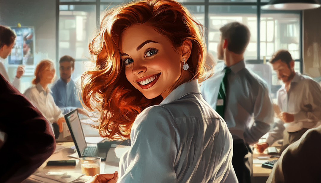 Confident ESFP-T professional thriving in collaborative team environment at work.