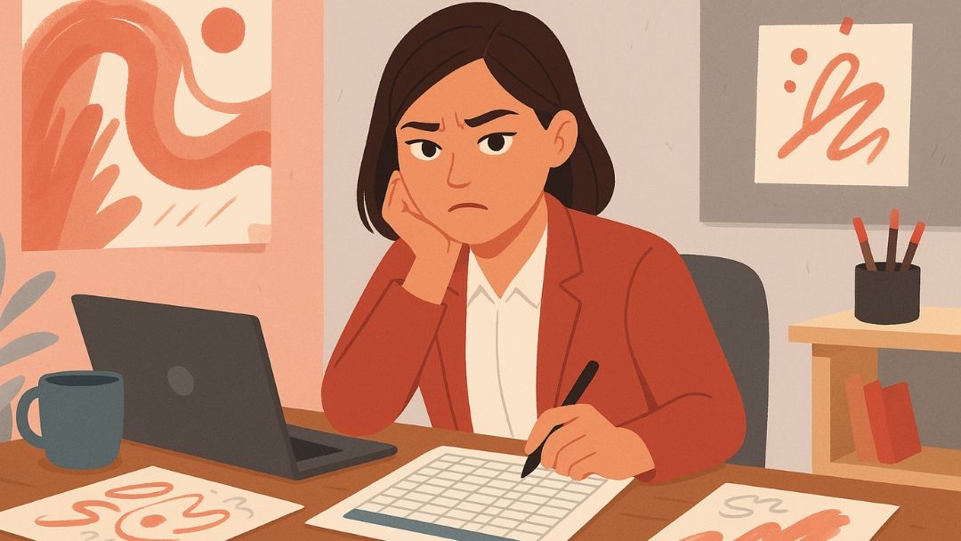 Illustration of a frustrated professional at a desk, representing mismatched ESTJ-A careers.