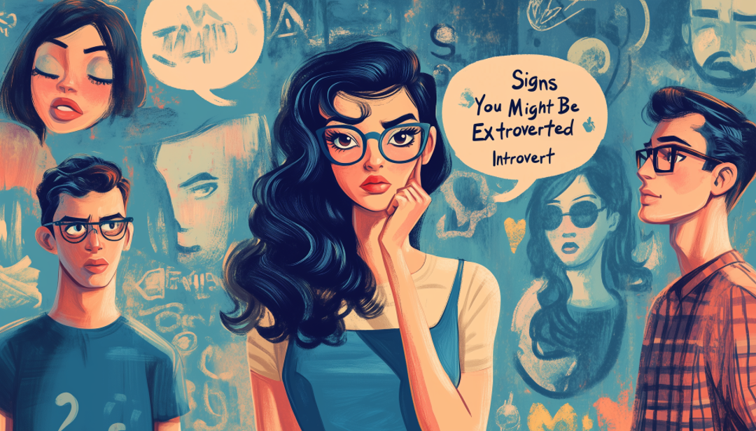Thoughtful person among social group illustrating signs you might be an extroverted introvert.