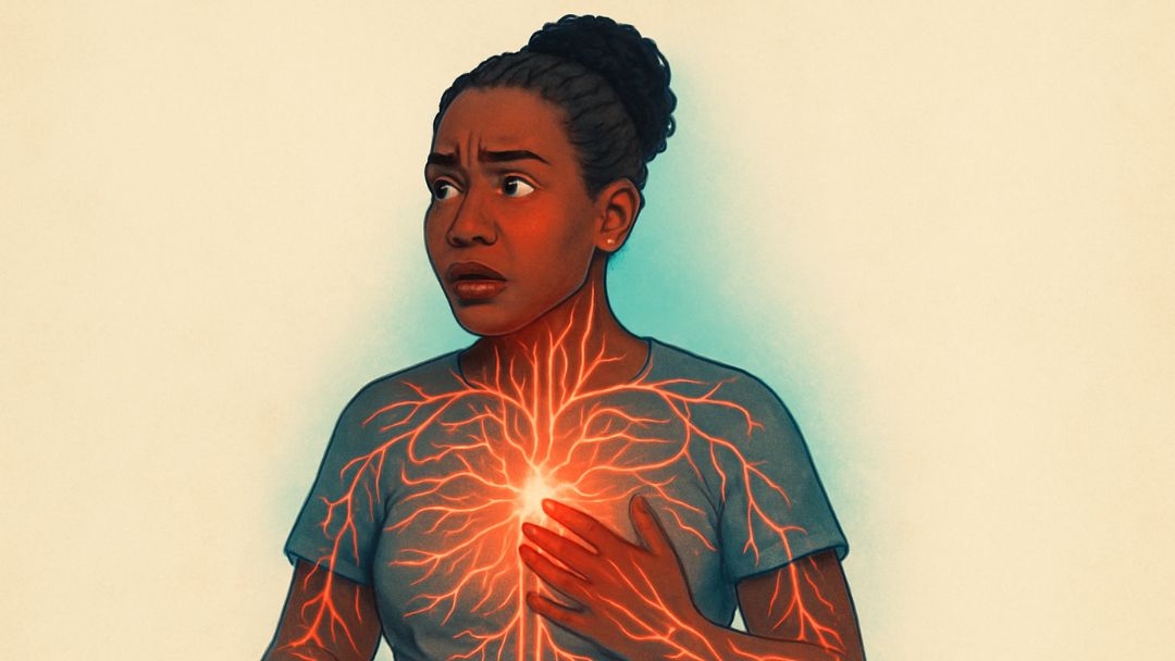 Woman with glowing nervous system illustrating the physical nature of fears holding people back.