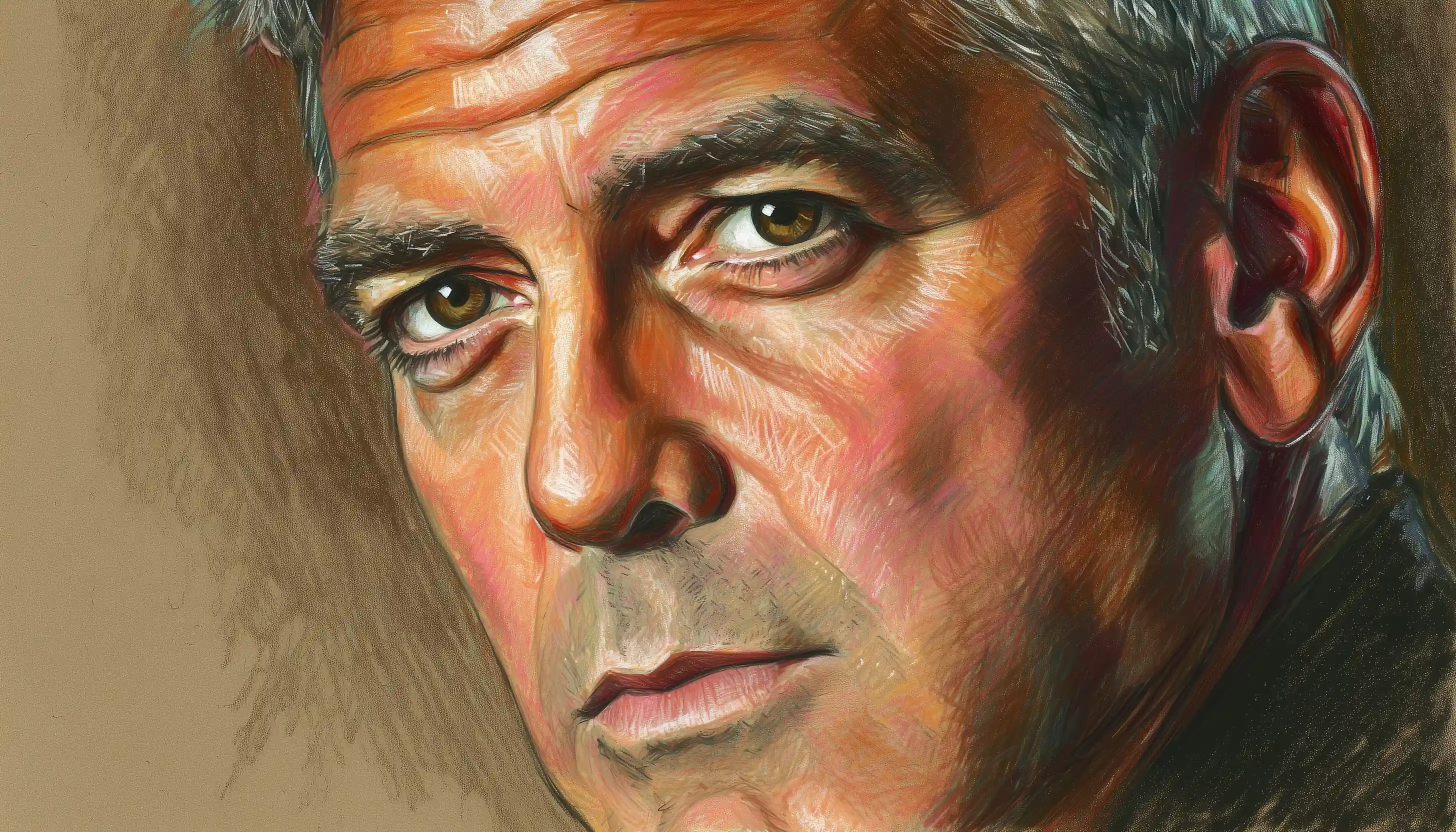 George Clooney portrait as famous Enneagram 3 charismatic Hollywood achiever.