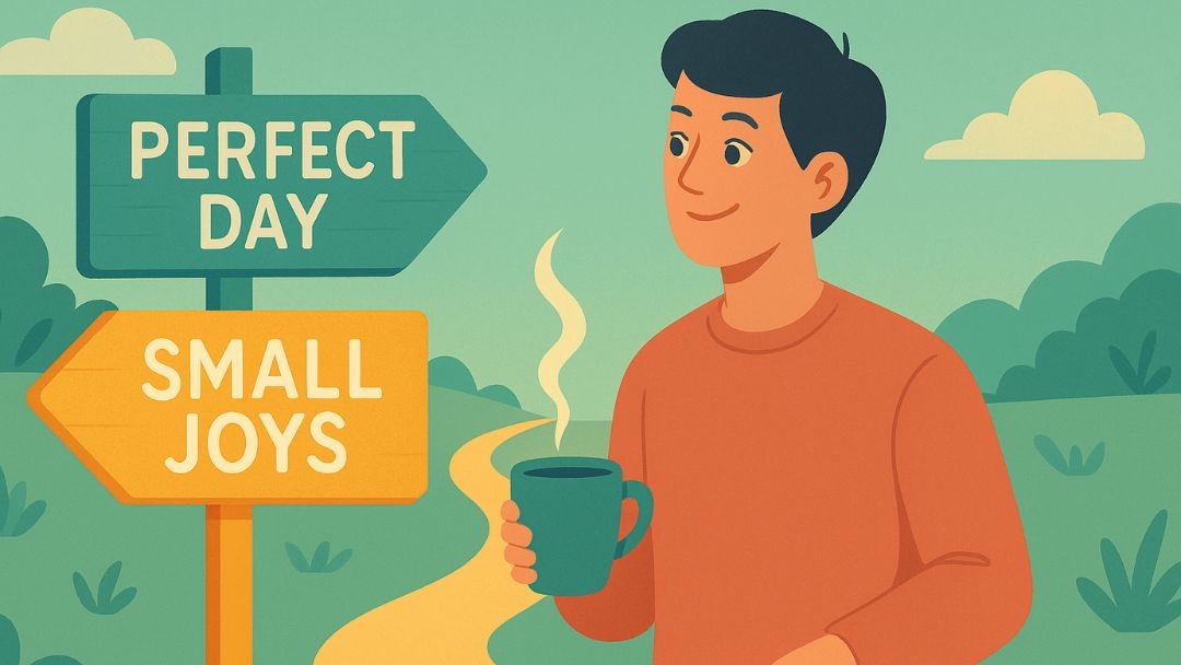 Person choosing small joys over perfection illustrating daily habits of happy people.
