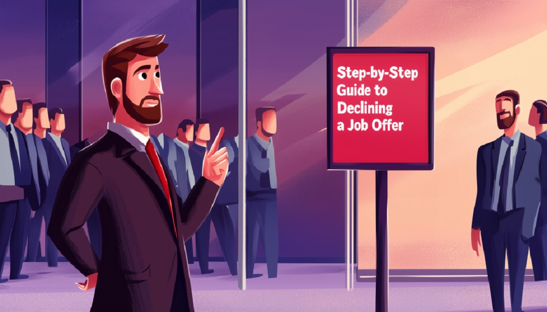 Professional learning how to decline a job offer through step-by-step guide presentation.