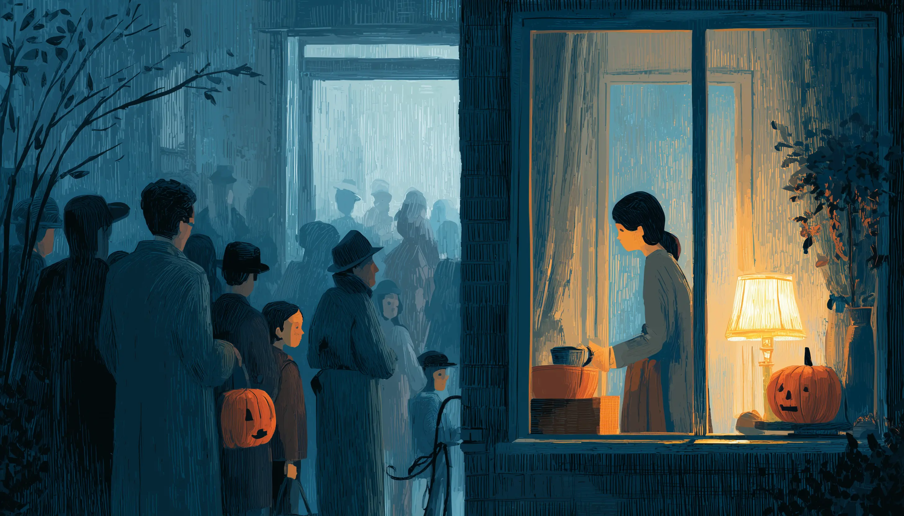 Introvert Watching Outside The Window During Halloween