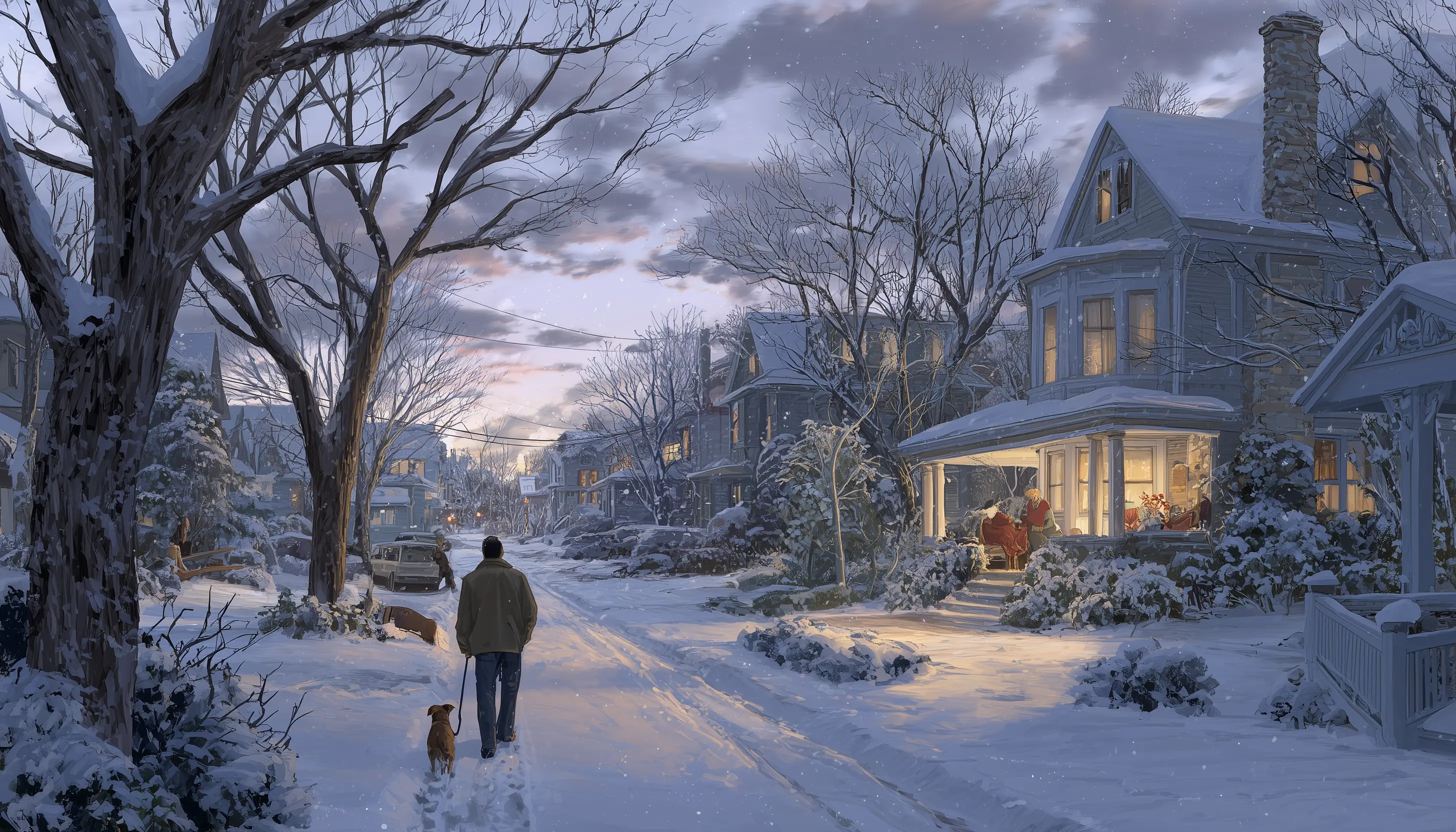 Introvert walks a dog during holiday season