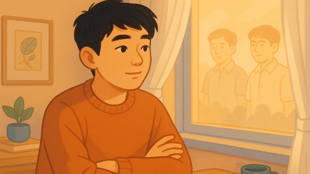 Introverted intuitive person observing social interaction from distance showing MBTI Ni preference.