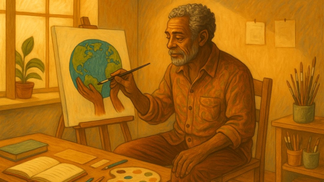 Artist working independently showing introverts in the workplace excelling at solo projects.