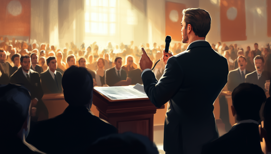 Professional speaker addressing audience showing direct communication style typical of ISTJ individuals.