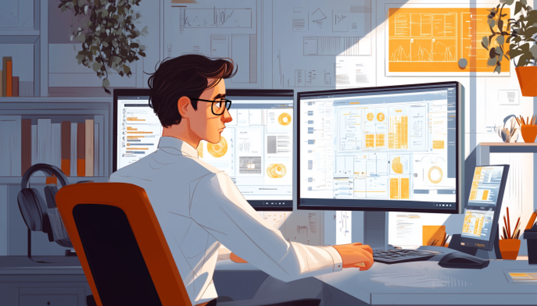 Data analyst working with organized systems reflecting ISTJ personality interests in structure and detail.