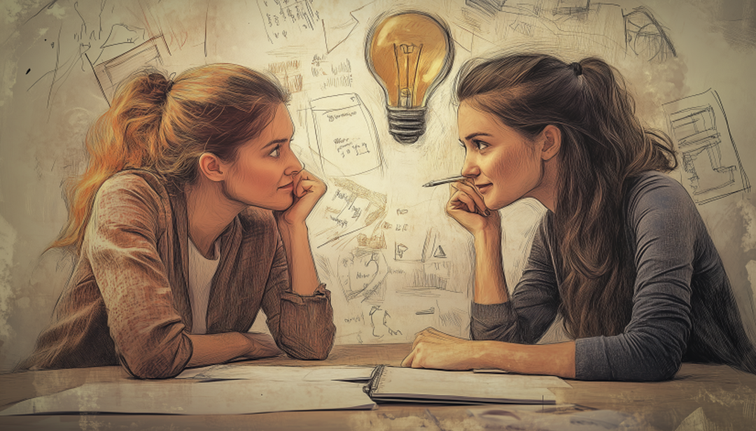 Two people brainstorming ideas illustrating importance of understanding ISTJ-A vs ISTJ-T personality variants.