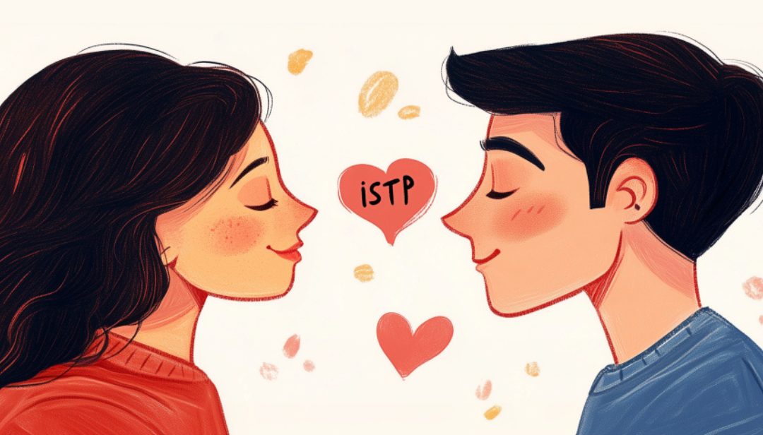 Couple with hearts illustrating ISTP compatibility in romantic relationships and personality matches.