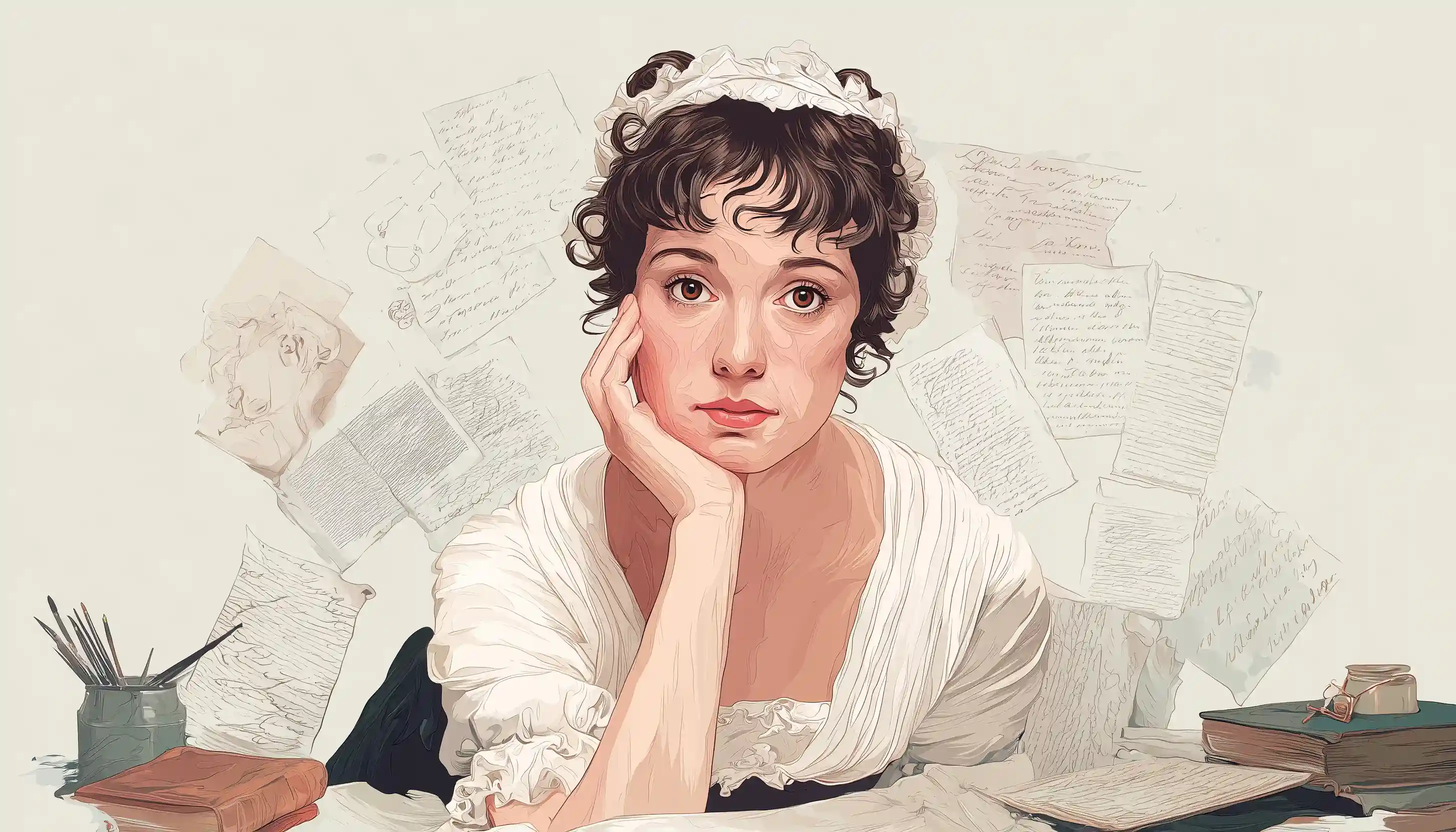 Jane Austen illustration portrait