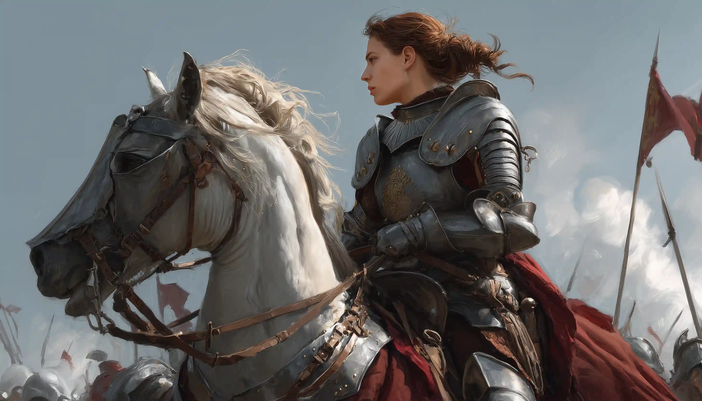 Joan of Arc on horseback representing famous Enneagram 1 historical figure with unwavering moral conviction and righteousness.