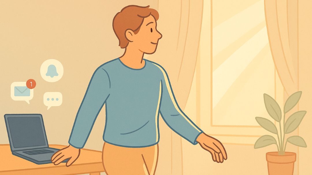 Job seeker taking break from laptop to manage job search depression and avoid burnout.