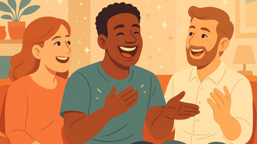 Friends sharing laughter demonstrating joy and positivity in daily life.
