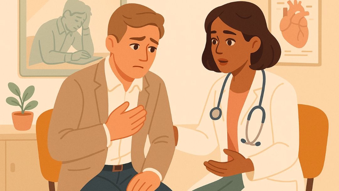 Worker discussing health concerns with doctor as critical reason for leaving job.