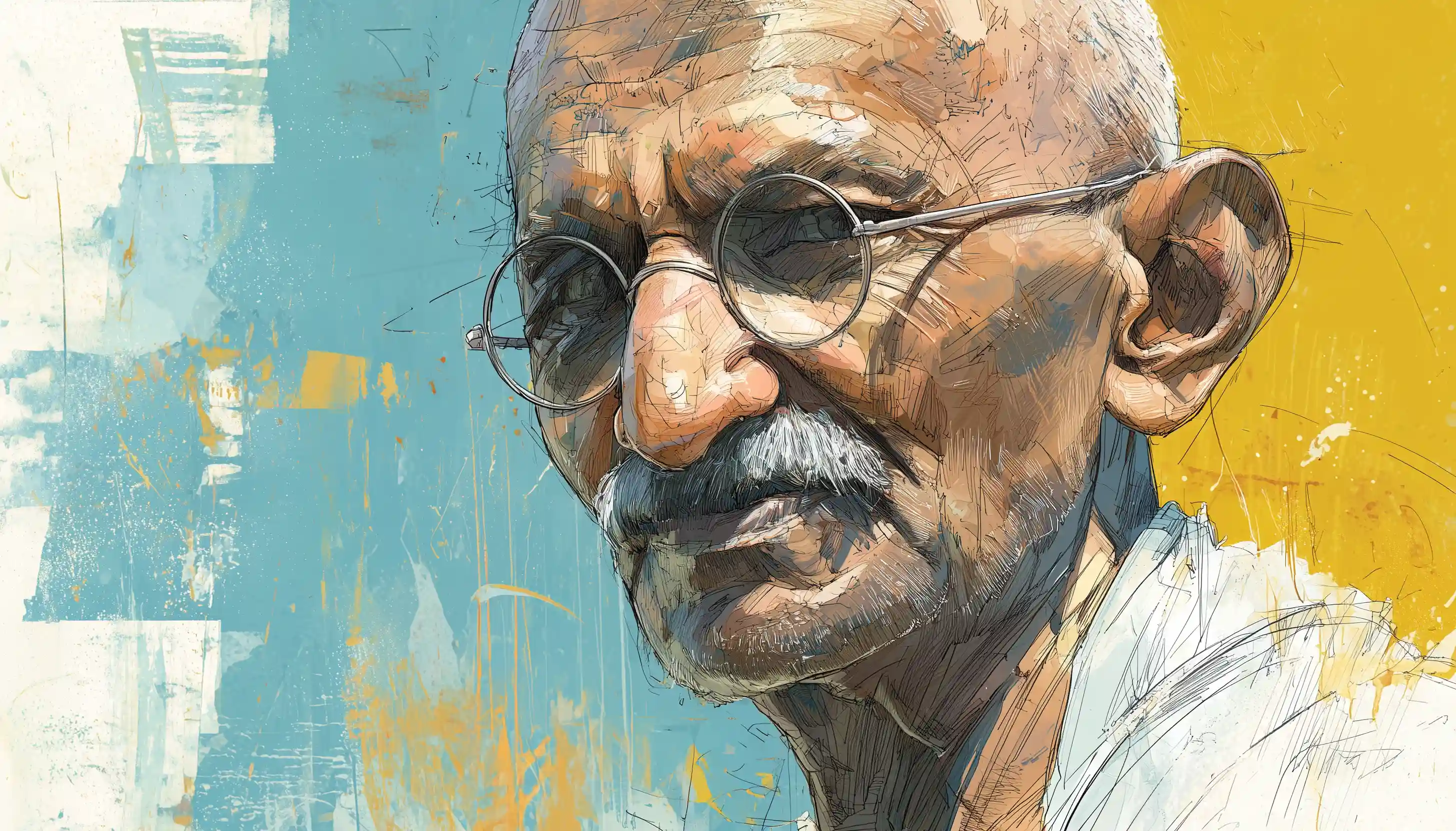 Mahatma Gandhi portrait illustrating famous Enneagram 1 reformer with principled moral convictions.