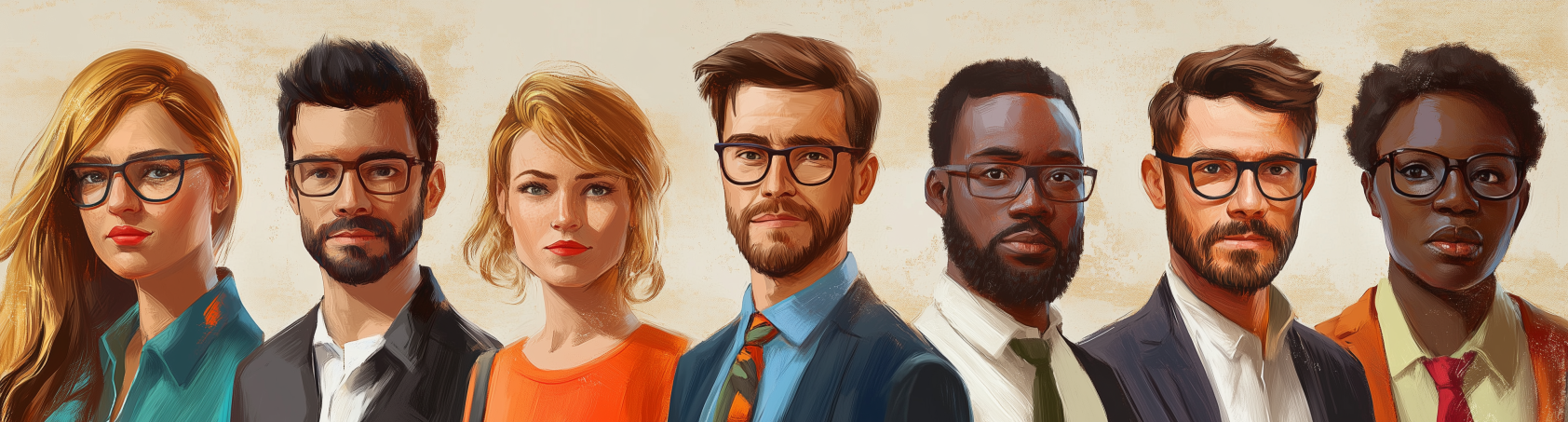 illustration of different people to represent different MBTI personality types