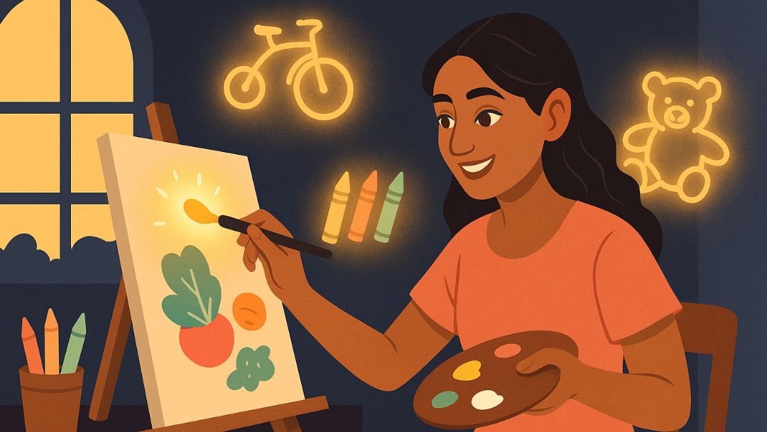 Mental health challenge activity of exploring creative hobbies for stress relief and joy.