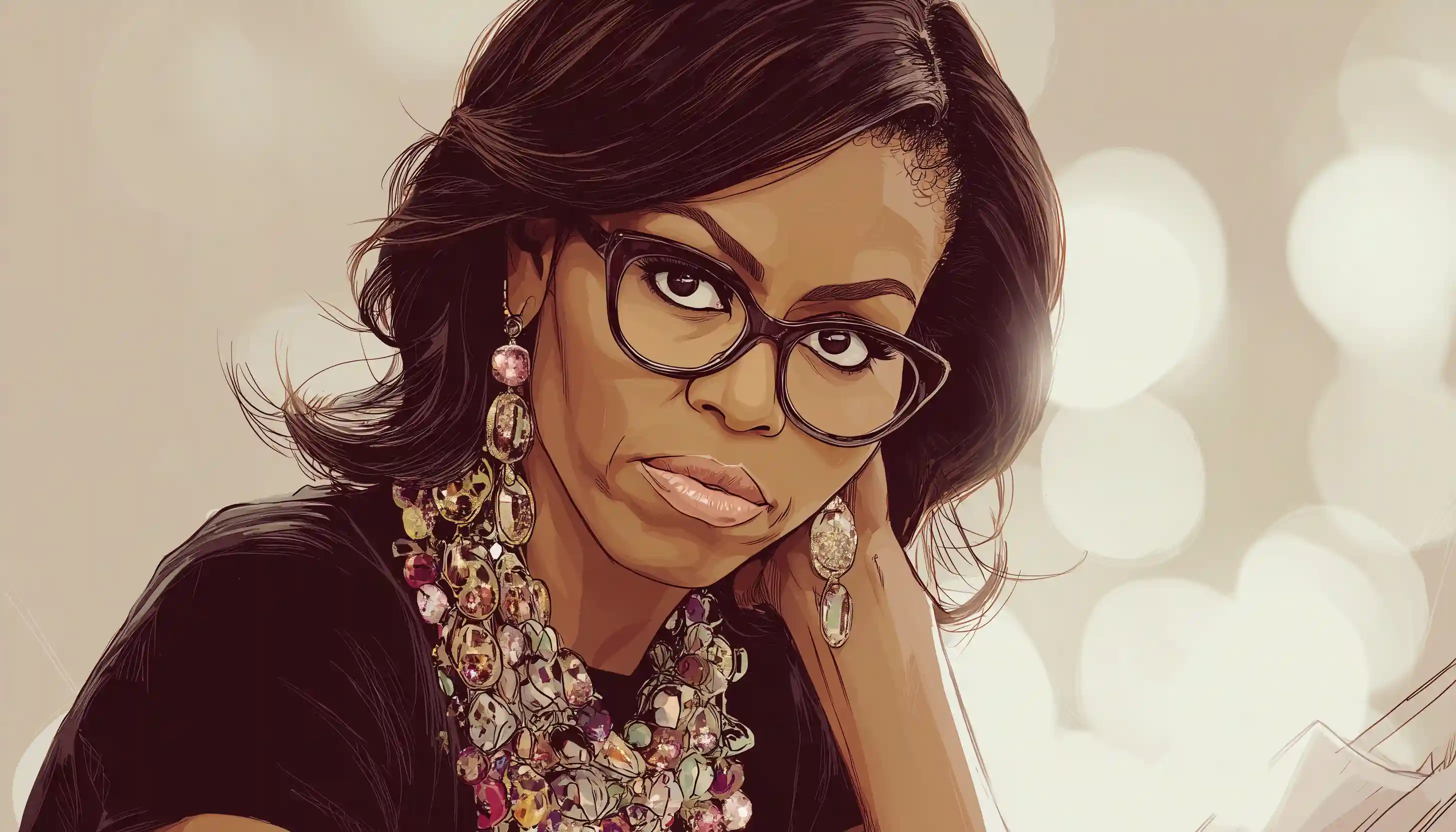 Michelle Obama portrait showing famous Enneagram 1 commitment to justice and social reform.