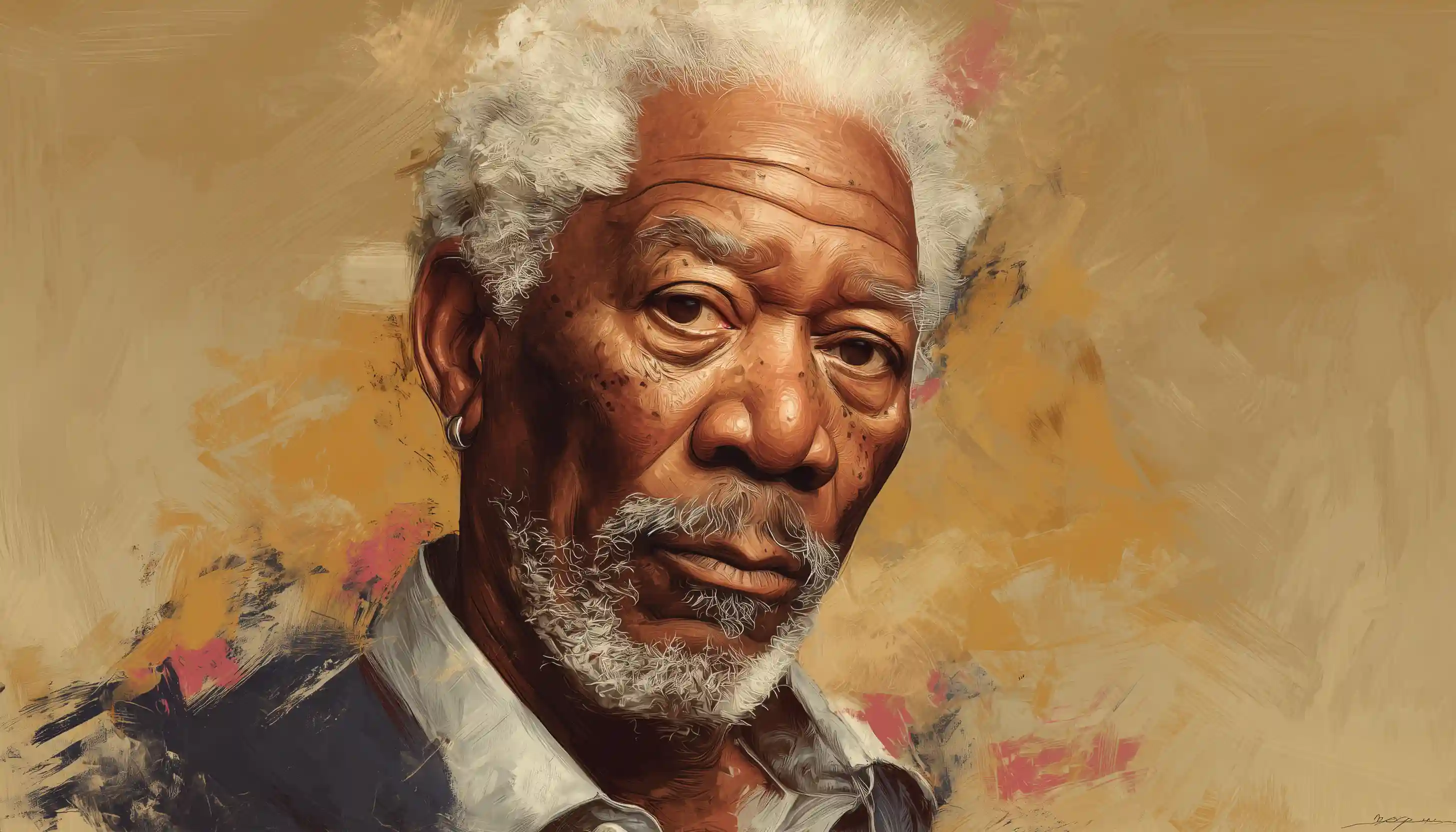 Morgan Freeman portrait exemplifying famous Enneagram 1 actor with strong moral integrity.
