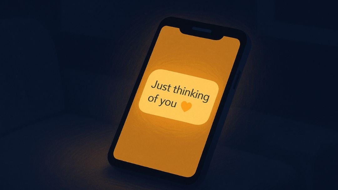 Text message saying 'just thinking of you' showing simple way to offer comfort.