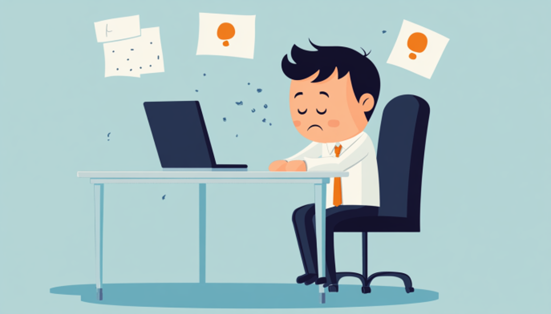 Stressed worker showing need to improve work-life balance to prevent burnout and exhaustion.