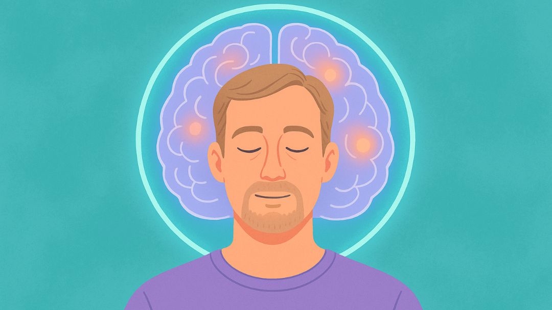 Person in calm meditative state illustrating psychological benefits of positive affirmations practice.