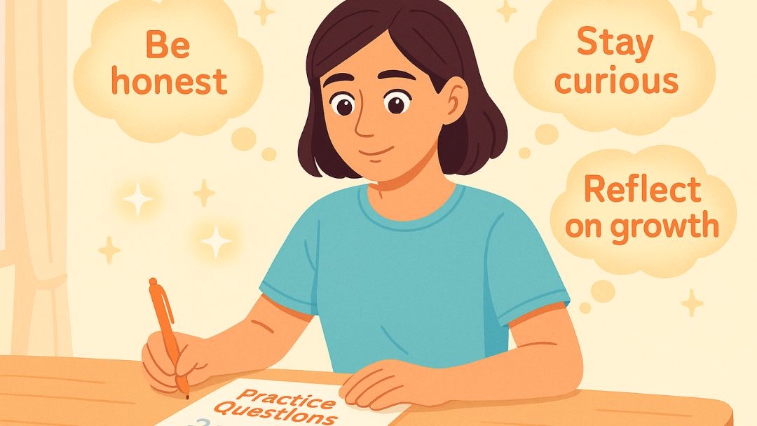 Candidate practicing employment personality test questions with honest and reflective preparation strategies.
